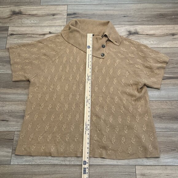 Lane Bryant Mock Neck Sweater SZ 26/28 Tan Pullover Short Sleeve Cable Knit - Picture 3 of 9